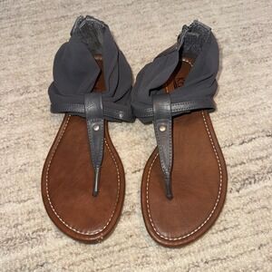 Chiffon Wrap Ankle Sandal Dark Gray Size 7